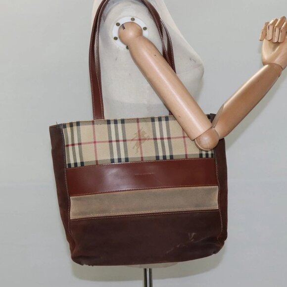 BURBERRY Nova Check Tote Bag PVC Beige Brown Auth 114787 - Picture 14 of 16